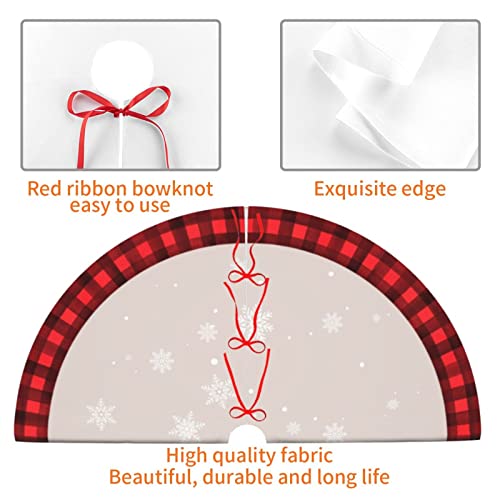 Christmas Tree Skirt 48 Inch Rustic Red Black Buffalo Plaid Tree Decoration