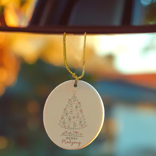 Line Art Mahjong Christmas Tree Ceramic Ornament Gifts