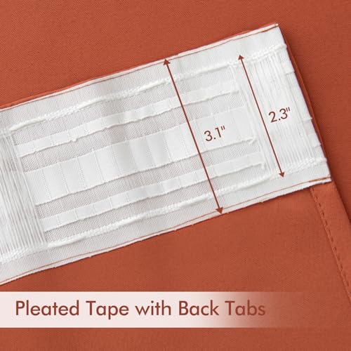 Fall Burnt Orange Back Tab Blackout Curtains 52"x120" Length 2 Panel (2 Count)