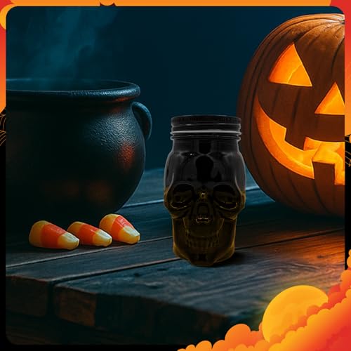 Set of 2 Skull Mason Jar Glasses with Lids (4 Count)
