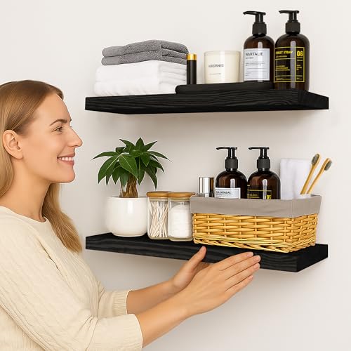 Wood Floating Shelves for Wall 24 inch (2 Count)