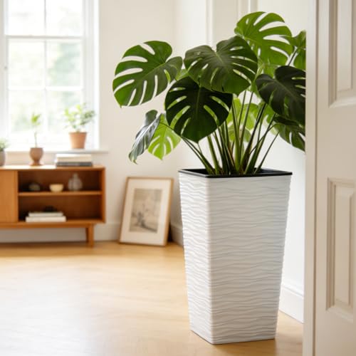 Garden 2 Pack 22" H. White Square Tapered Planter with Inside Pots (2 Count)