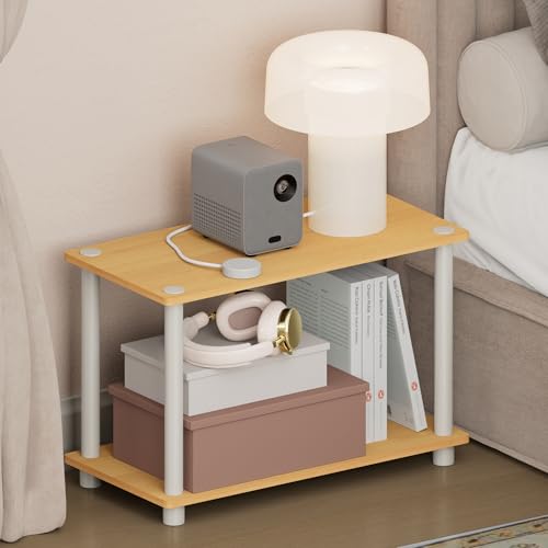 Turn-N-Tube Night Stand, Rectangle Nightstand with Open Shelf, Toolless Assembly Side Table, End Table, for Living Room, Bedroom, Beech