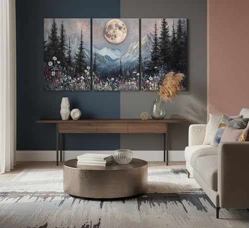 3Pcs Full Moon Forest Canvas Wall Art 16x24in (3 Count)