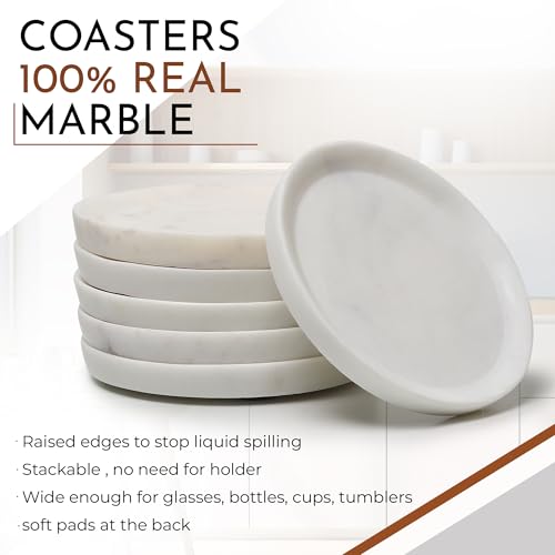 Marble Coasters Set of 6 with Raised Edges (25 Count)