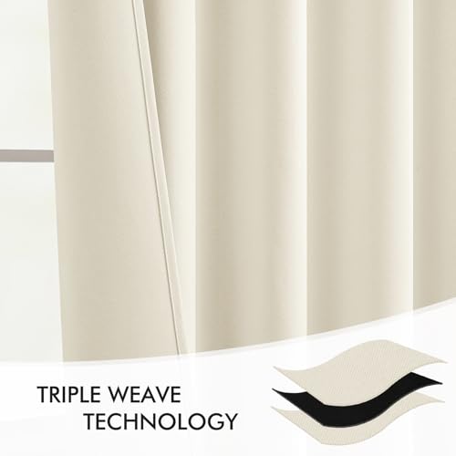 Birch Back Tab Blackout Curtains 52x96 Inch Long 2 Panels Set (2 Count)