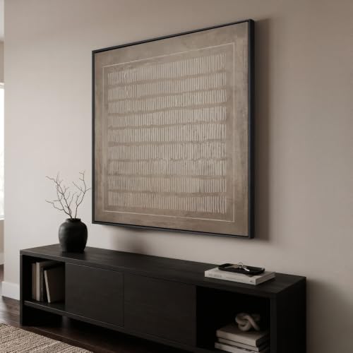 Extra Large Framed Neutral Abstract Line Wall Art for Living Room