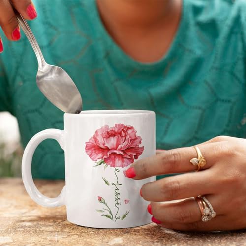 Personalized Floral Carnation Mug