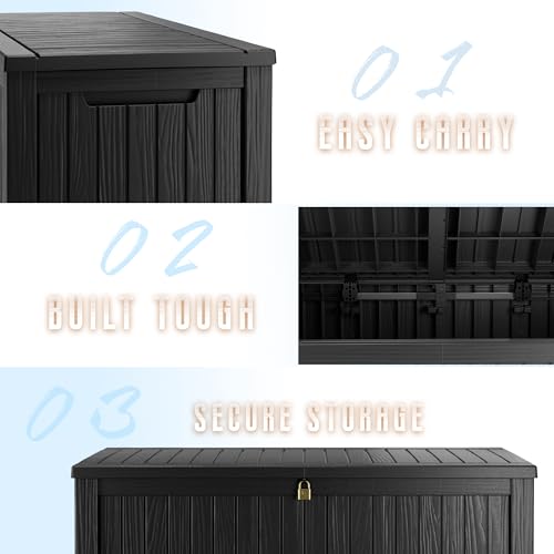 200 Gallon Outdoor Storage Box Waterproof Lockable Resin Deck Box Large
