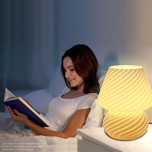 Glass Mushroom Bedside Table Lamp