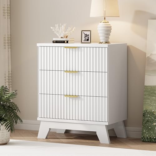 Fluted Dresser for Bedroom with 3 Drawers