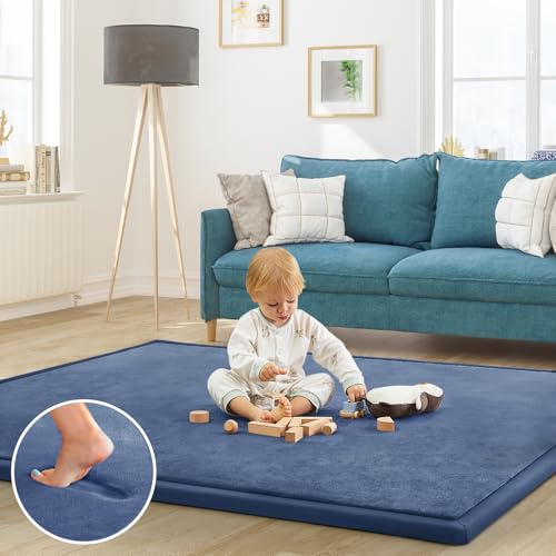 Baby Play Mat for Floor Nursery Rug Muscle Mat Area Rug Playroom Rug 71"x79" Playpen Mat Elastic Foam 1.3" Thick Crawling Mat for Babies