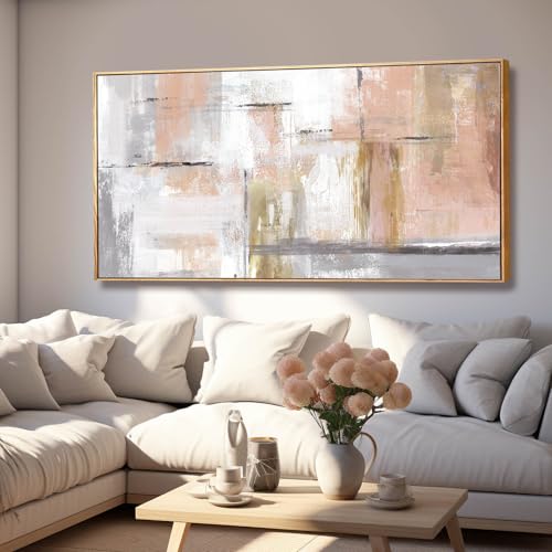 Abstract Wall Art Gold Wall Decor for Girl Pink Pictures for Living Room Hand Painted Painting for Bedroom Home Office Wall Decorations 24"x 48"