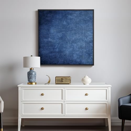Large Framed Modern Navy Blue Abstract Wall Art for Living Room