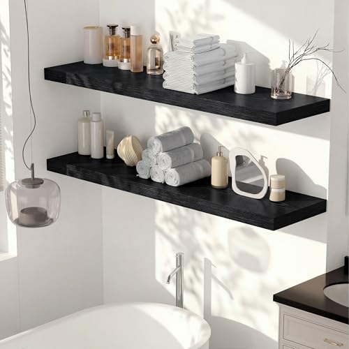 24 x 12 Deep Floating Shelves Wall Mounted Set of 1 Black