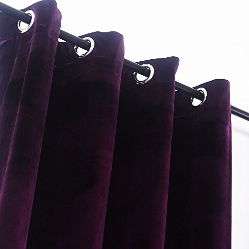 Set of 2 Blackout Velvet Energy Efficient Grommet Curtain Panel Drapes Lavender Purple 52Wx63L