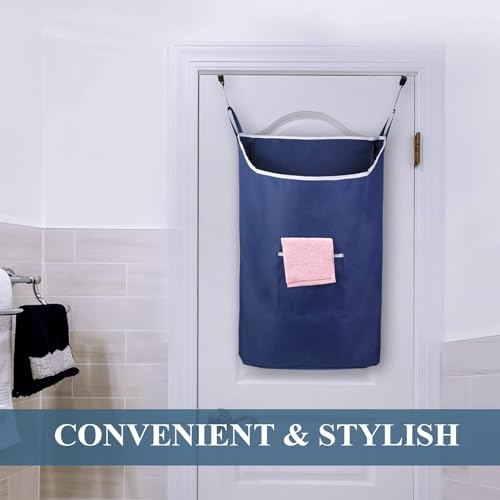 Fine Living Co. Large Hanging Laundry Hamper with Over Door Hooks & Adhesive