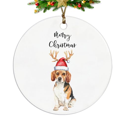 Merry Christmas Beagle Decorative Hanging Ornament