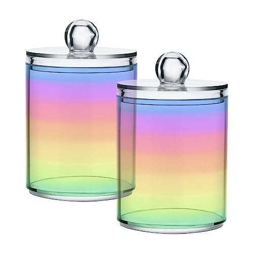Rainbow Pastel 2PC Airtight Transparent Plastic Storage Jar Food Storage Container Plastic for Food Herbs Tea etc with Storage Lid easy to use and clean With lid Easy To Use (2 Count)