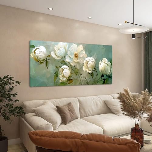Blooming White Flowers Plants Wall Art Decor Artwork for Bedroom