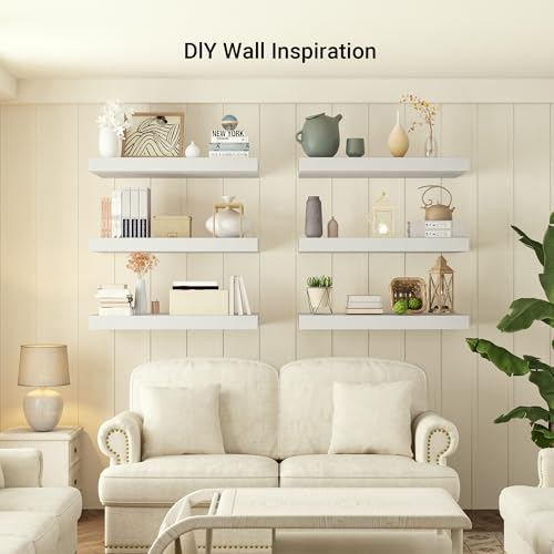 55 x 12 Deep Floating Shelves Wall Mounted Set of 1 White