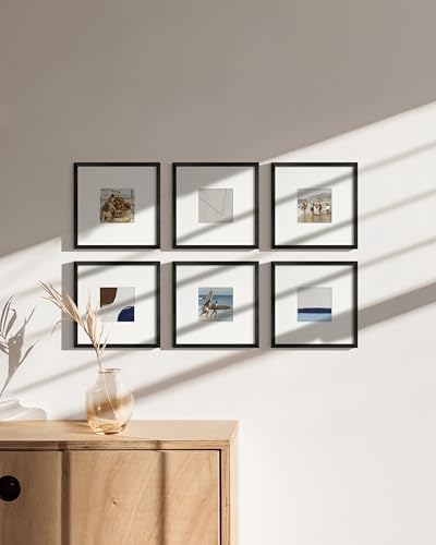 8x8 Black Metal Picture Frames Matted to 4x4