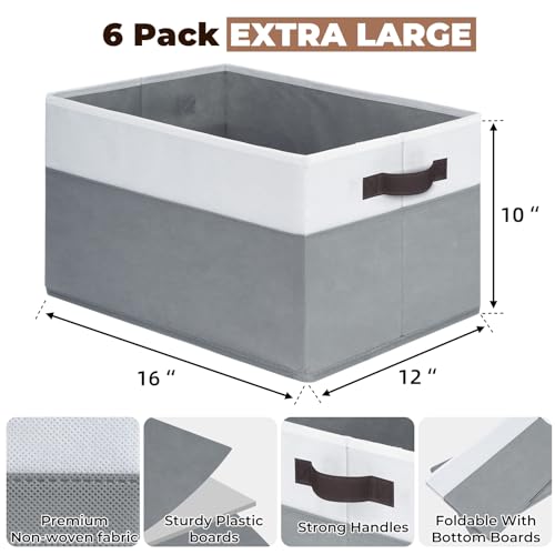 6 Pack Clothes Bins for Organization (6 Count)