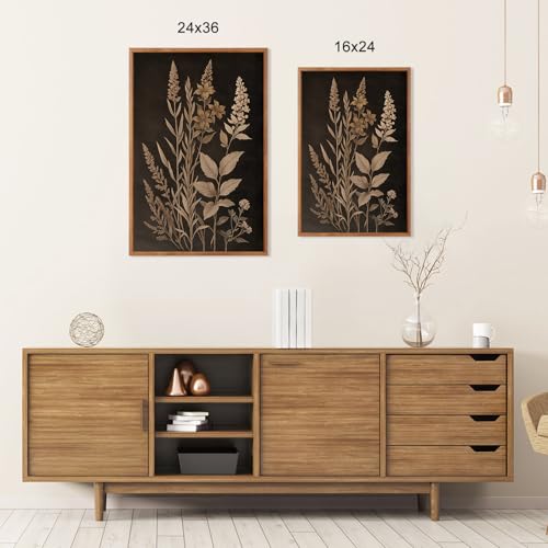 Vintage Botanical Fern Framed Canvas Wall Art Set