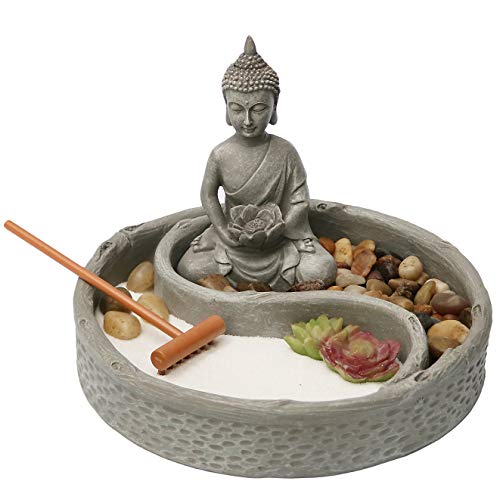 Mini Zen Garden Kit for Desk with Lotus