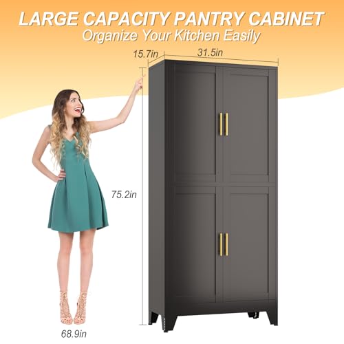 75" Tall Metal Kitchen Pantry Storage Cabinet