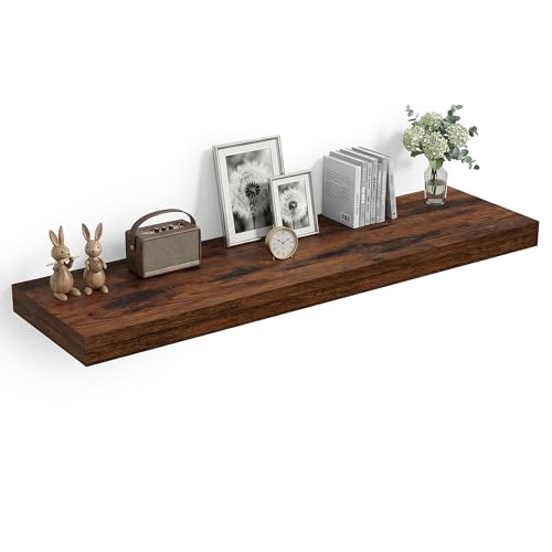 36 x 12 Deep Floating Shelves Wall Mounted Set of 1 Rustic Brown