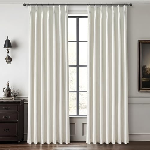 Luxury Pinch Pleated Linen 86 Inch Curtains for Living Room