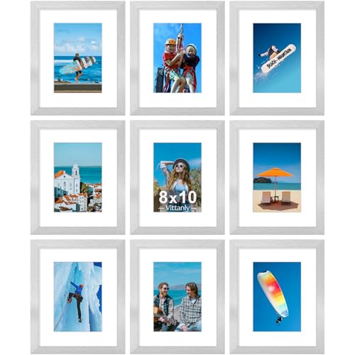 8x10 Picture Frames Set of 9 for Wall or Tabletop Display (9 Count)