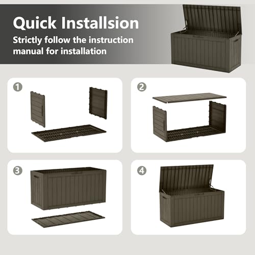 120 Gallon Outdoor Storage Box Waterproof Deck Box for Patio