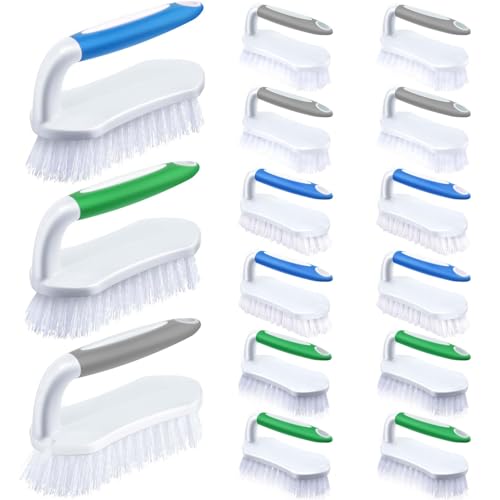 12 Pcs Scrub Brush Bulk for Cleaning with Handle (12 Count)