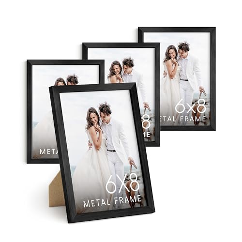 Premium Aluminum 6x8 Black Picture Frames (4 Count)