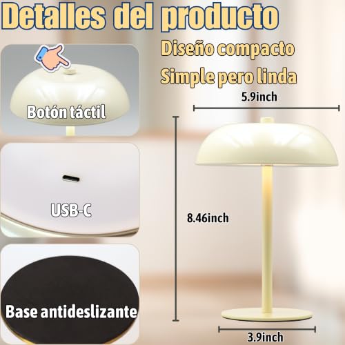 Cordless LED Mushroom Table Lamp