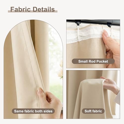 Blackout Curtains for Bedroom Room Darkening Curtains for Living Room Ceiling Door Curtain（Beige Drape 1 Panel