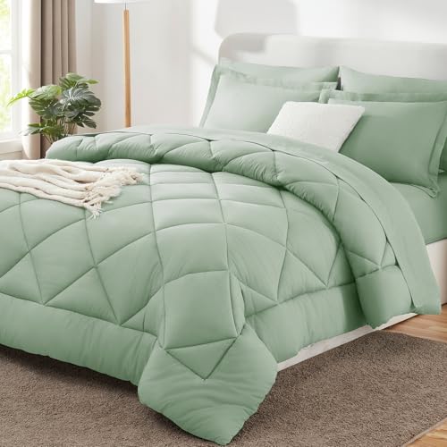 King Comforter Set 102"x90" Sage Green