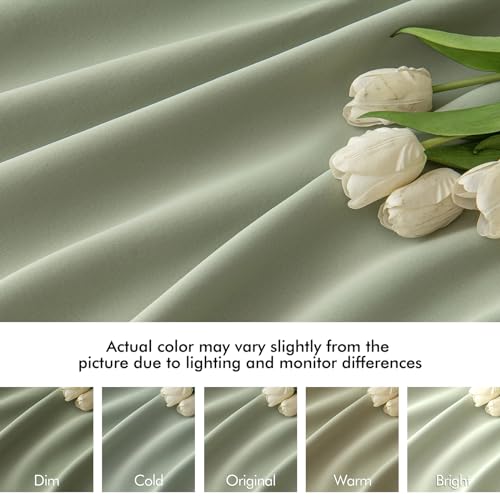Sage Green Back Tab Blackout Curtains 72x84 Inch Length 2 Panels Set (2 Count)