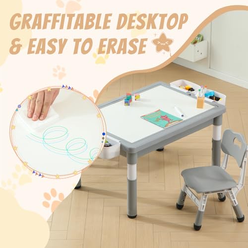 Multi Functional Kids Table and 2 Chairs Set (3 Count)