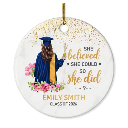 Personalized Graduation Christmas Ornament Class of 2024 Graduate Ceramic Ornaments Graduation Keepsake Gifts Xmas Tree Decorations
