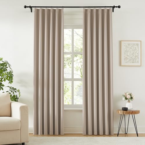 Extra Wide Pinch Pleat Blackout Curtains Drapes 90 Inches Long (2 Count)
