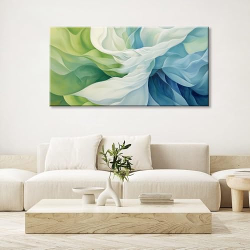 Abstract Lines Wall Art for Living Room Canvas Prints Aqua Turquoise Blue Green Artwork Paintings Decor Bedroom Office Girl Woman