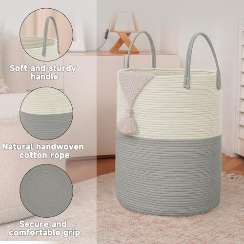 60L Cotton Rope Laundry Basket Hamper