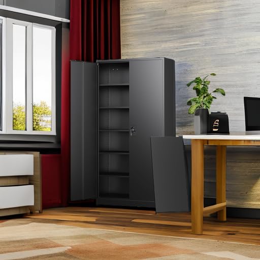 Metal Garage Storage Cabinets with Lock Door and Adjustable Shelves