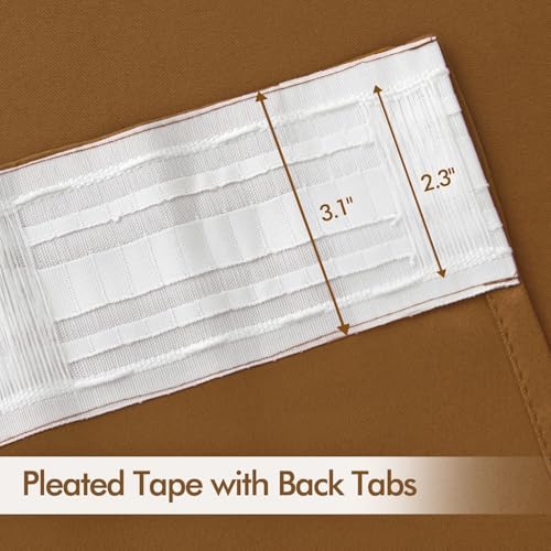 Golden Brown Back Tab Blackout Curtains 52x84 Inch Length 2 Panels (2 Count)