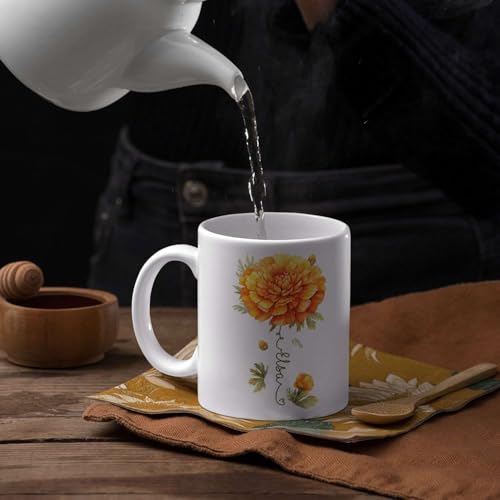 Unique Marigold Themed Ceramic Mug