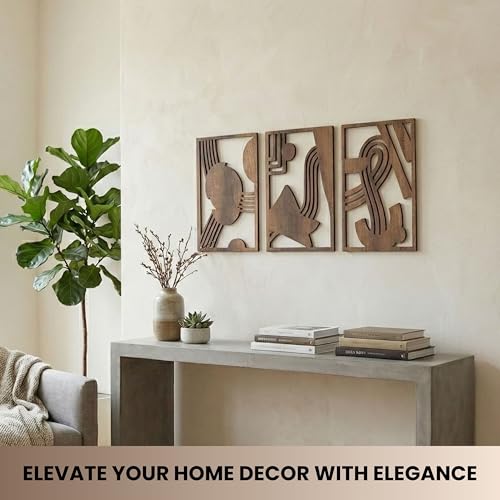 Modern Wooden Wall Sculptures (3 Count)