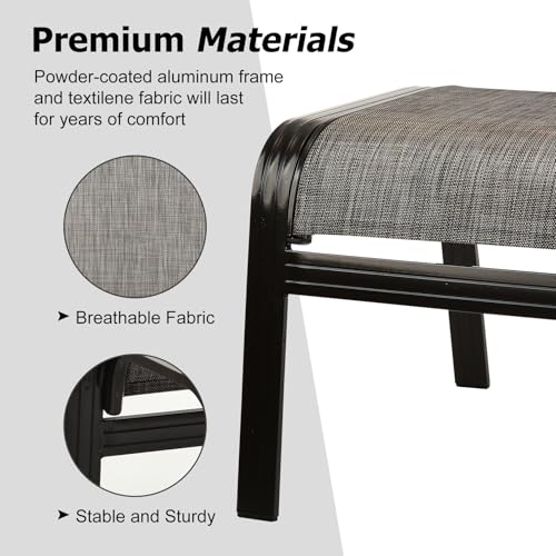Patio Outdoor Ottoman Footstools Assembled Aluminum Footrest Side Table Small Chairs Patio Ottoman 2 Set Brown (2 Count)